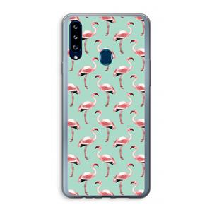 CaseCompany Flamingoprint groen: Samsung Galaxy A20s Transparant Hoesje