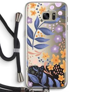 CaseCompany Flowers with blue leaves: Samsung Galaxy S7 Edge Transparant Hoesje met koord