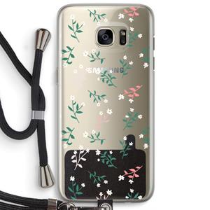 CaseCompany Small white flowers: Samsung Galaxy S7 Edge Transparant Hoesje met koord