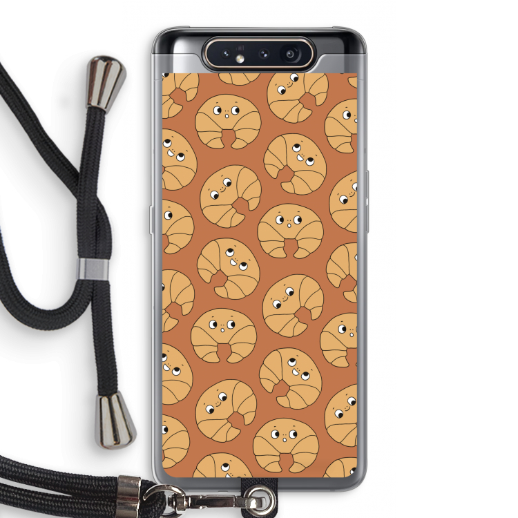CaseCompany Croissant: Samsung Galaxy A80 Transparant Hoesje met koord