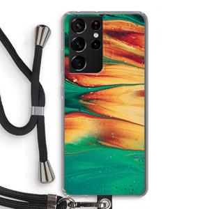 CaseCompany Green Inferno: Samsung Galaxy S21 Ultra Transparant Hoesje met koord