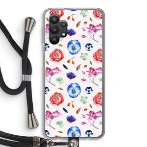 CaseCompany Bloemetjes: Samsung Galaxy A32 5G Transparant Hoesje met koord