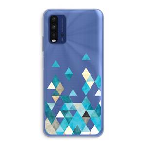 CaseCompany Gekleurde driehoekjes blauw: Xiaomi Redmi 9T Transparant Hoesje