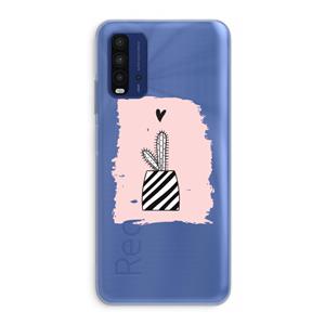 CaseCompany Zwart-wit cactus: Xiaomi Redmi 9T Transparant Hoesje