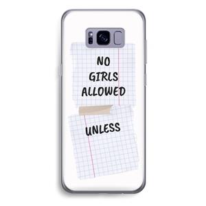 CaseCompany No Girls Allowed Unless: Samsung Galaxy S8 Plus Transparant Hoesje