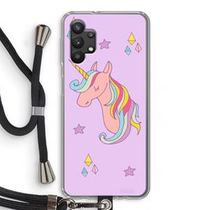 CaseCompany Roze eenhoorn: Samsung Galaxy A32 5G Transparant Hoesje met koord