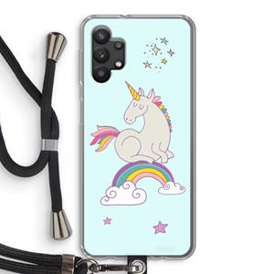 CaseCompany Regenboog eenhoorn: Samsung Galaxy A32 5G Transparant Hoesje met koord