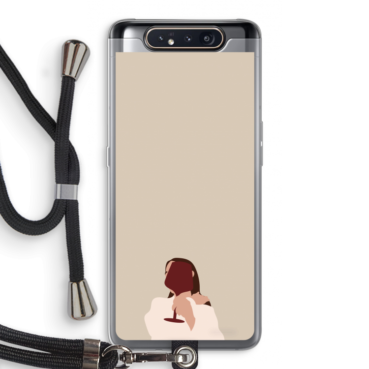 CaseCompany I drink wine: Samsung Galaxy A80 Transparant Hoesje met koord
