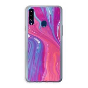 CaseCompany Paarse stroom: Samsung Galaxy A20s Transparant Hoesje