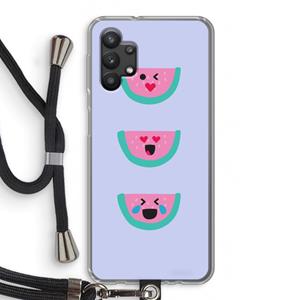 CaseCompany Smiley watermeloen: Samsung Galaxy A32 5G Transparant Hoesje met koord
