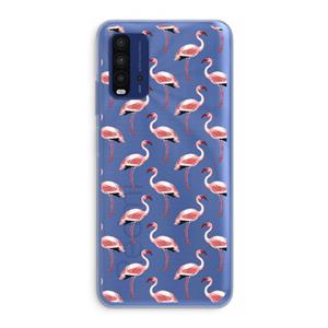 CaseCompany Flamingoprint groen: Xiaomi Redmi 9T Transparant Hoesje