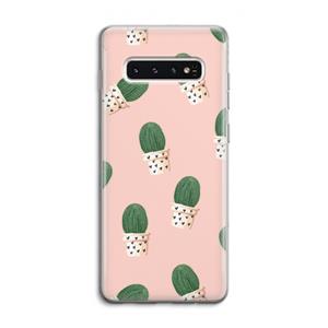 CaseCompany Cactusprint roze: Samsung Galaxy S10 4G Transparant Hoesje
