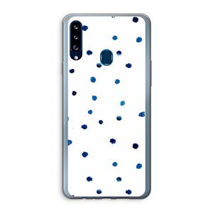 CaseCompany Blauwe stippen: Samsung Galaxy A20s Transparant Hoesje