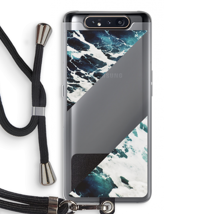 CaseCompany Golven: Samsung Galaxy A80 Transparant Hoesje met koord
