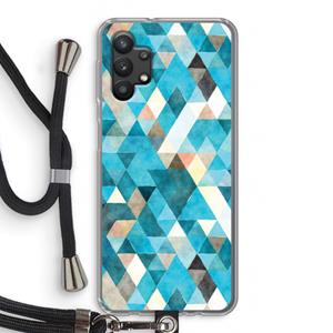 CaseCompany Gekleurde driehoekjes blauw: Samsung Galaxy A32 5G Transparant Hoesje met koord