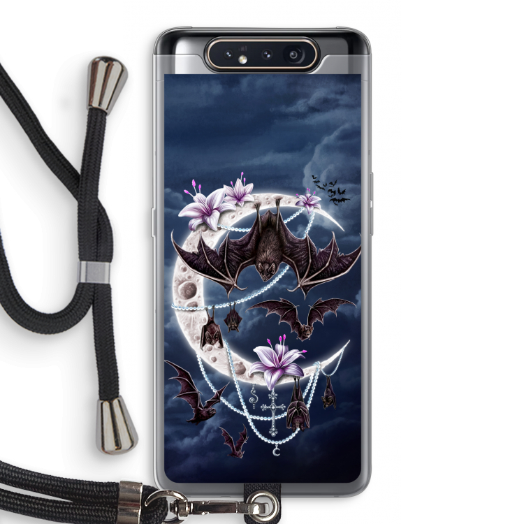 CaseCompany Vleermuizen Maan: Samsung Galaxy A80 Transparant Hoesje met koord