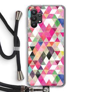 CaseCompany Gekleurde driehoekjes: Samsung Galaxy A32 5G Transparant Hoesje met koord