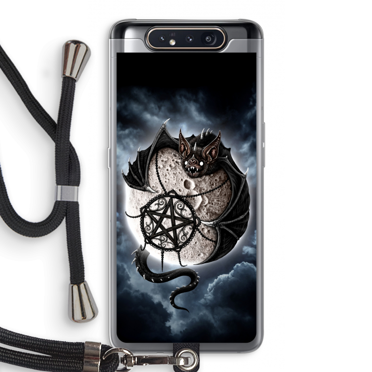 CaseCompany Volle maan: Samsung Galaxy A80 Transparant Hoesje met koord
