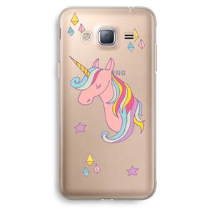 CaseCompany Roze eenhoorn: Samsung Galaxy J3 (2016) Transparant Hoesje