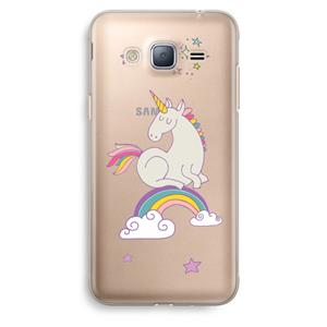 CaseCompany Regenboog eenhoorn: Samsung Galaxy J3 (2016) Transparant Hoesje
