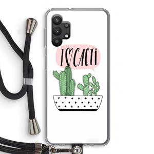 CaseCompany I love cacti: Samsung Galaxy A32 5G Transparant Hoesje met koord