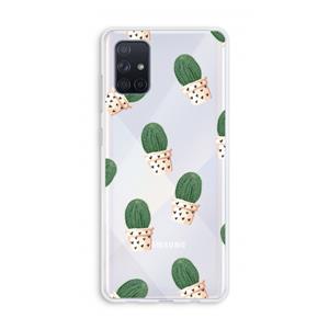 CaseCompany Cactusprint roze: Galaxy A71 Transparant Hoesje