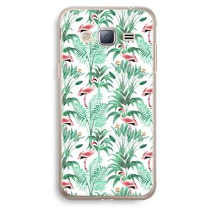 CaseCompany Flamingo bladeren: Samsung Galaxy J3 (2016) Transparant Hoesje