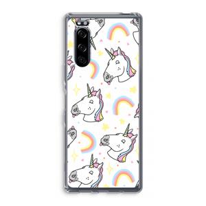CaseCompany Rainbow Unicorn: Sony Xperia 5 Transparant Hoesje
