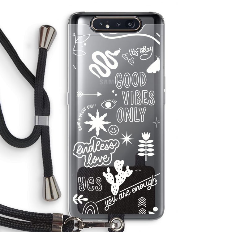 CaseCompany Good vibes: Samsung Galaxy A80 Transparant Hoesje met koord