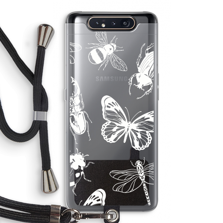 CaseCompany Tiny Bugs: Samsung Galaxy A80 Transparant Hoesje met koord