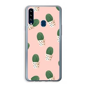 CaseCompany Cactusprint roze: Samsung Galaxy A20s Transparant Hoesje