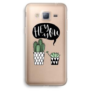 CaseCompany Hey you cactus: Samsung Galaxy J3 (2016) Transparant Hoesje