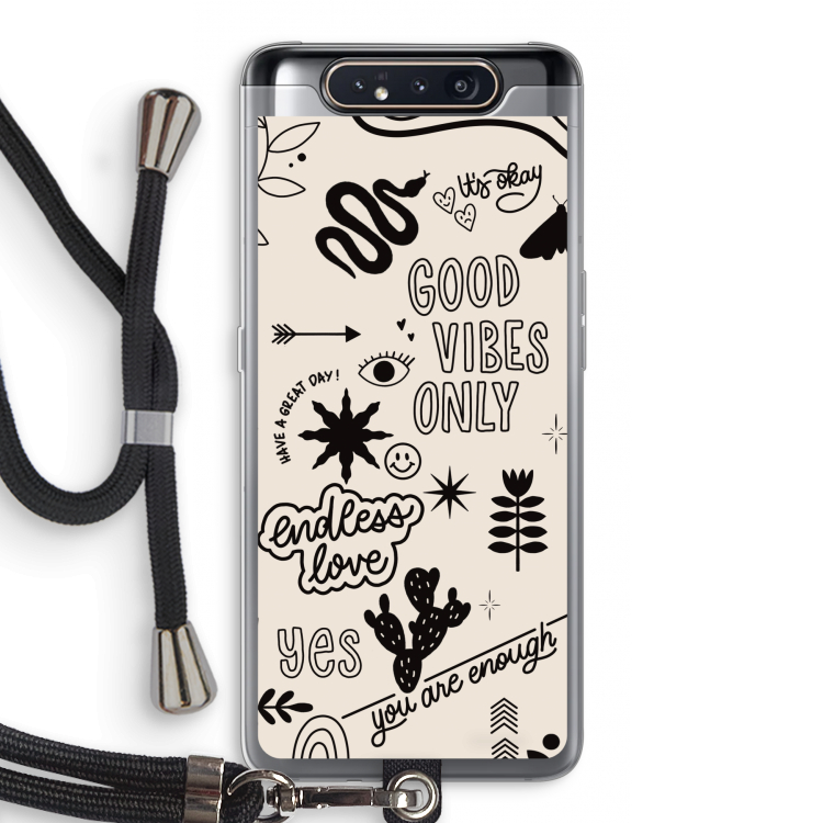 CaseCompany Good vibes: Samsung Galaxy A80 Transparant Hoesje met koord