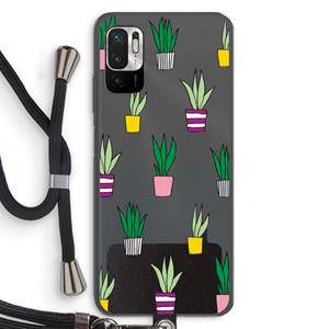 CaseCompany Sanseveria: Xiaomi Redmi Note 10 5G Transparant Hoesje met koord