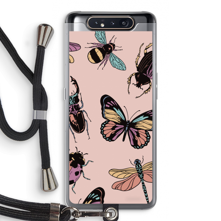 CaseCompany Tiny Bugs: Samsung Galaxy A80 Transparant Hoesje met koord