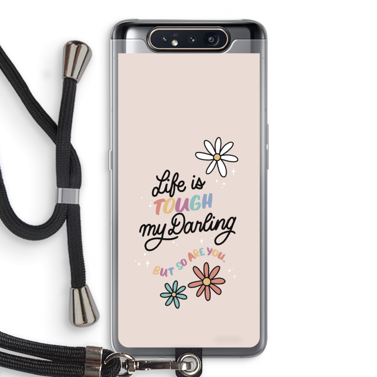 CaseCompany Tough Life: Samsung Galaxy A80 Transparant Hoesje met koord