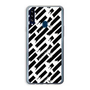 CaseCompany Zwarte vegen: Samsung Galaxy A20s Transparant Hoesje