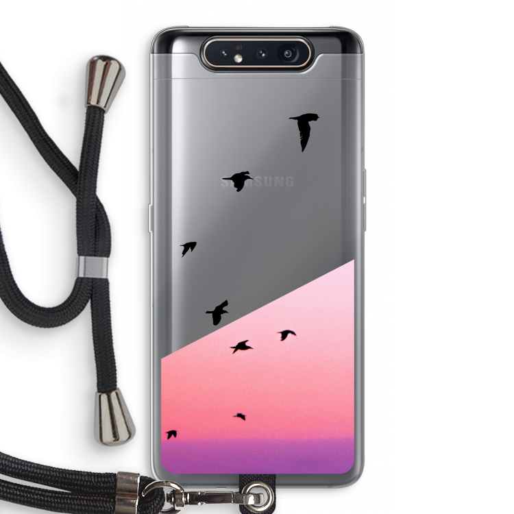 CaseCompany Fly away: Samsung Galaxy A80 Transparant Hoesje met koord