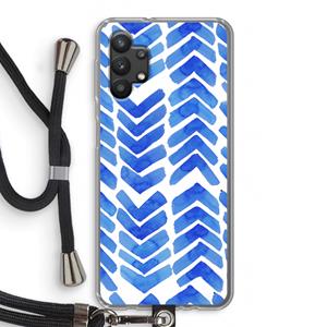 CaseCompany Blauwe pijlen: Samsung Galaxy A32 5G Transparant Hoesje met koord
