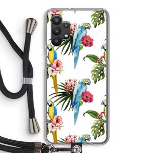 CaseCompany Kleurrijke papegaaien: Samsung Galaxy A32 5G Transparant Hoesje met koord