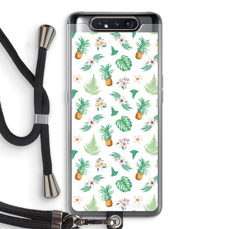 CaseCompany Ananas bladeren: Samsung Galaxy A80 Transparant Hoesje met koord