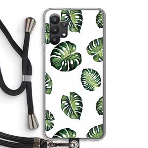 CaseCompany Tropische bladeren: Samsung Galaxy A32 5G Transparant Hoesje met koord