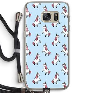 CaseCompany Eenhoorns overal: Samsung Galaxy S7 Transparant Hoesje met koord