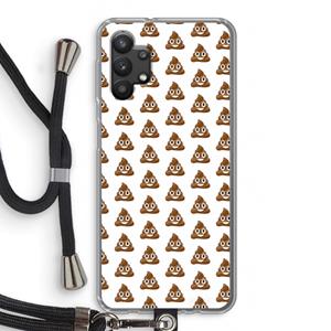 CaseCompany Poop emoji: Samsung Galaxy A32 5G Transparant Hoesje met koord