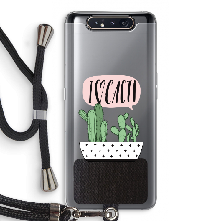 CaseCompany I love cacti: Samsung Galaxy A80 Transparant Hoesje met koord