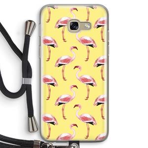 CaseCompany Flamingo's geel: Samsung Galaxy A5 (2017) Transparant Hoesje met koord