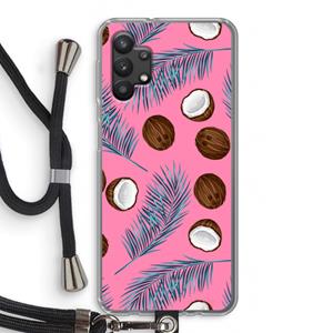 CaseCompany Kokosnoot roze: Samsung Galaxy A32 5G Transparant Hoesje met koord