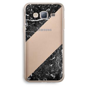 CaseCompany Zwart marmer: Samsung Galaxy J3 (2016) Transparant Hoesje
