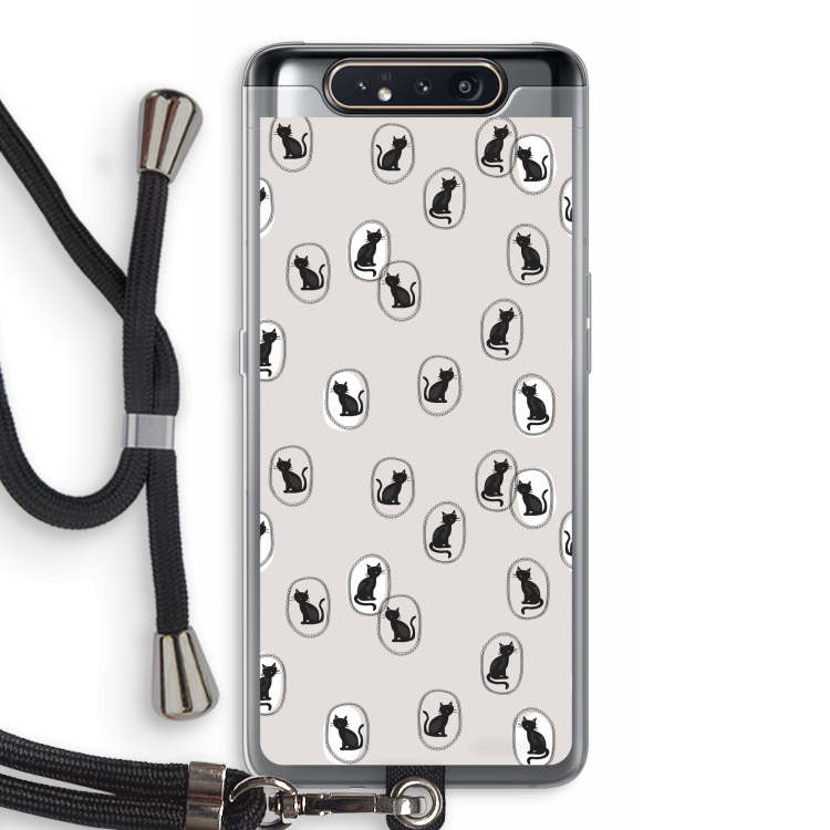 CaseCompany Miauw: Samsung Galaxy A80 Transparant Hoesje met koord