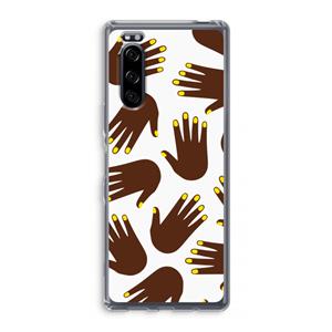 CaseCompany Hands dark: Sony Xperia 5 Transparant Hoesje
